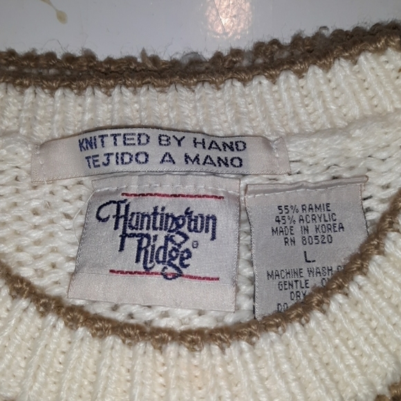Vintage 1980s Huntington Ridge L hand knitted - Picture 2 of 2